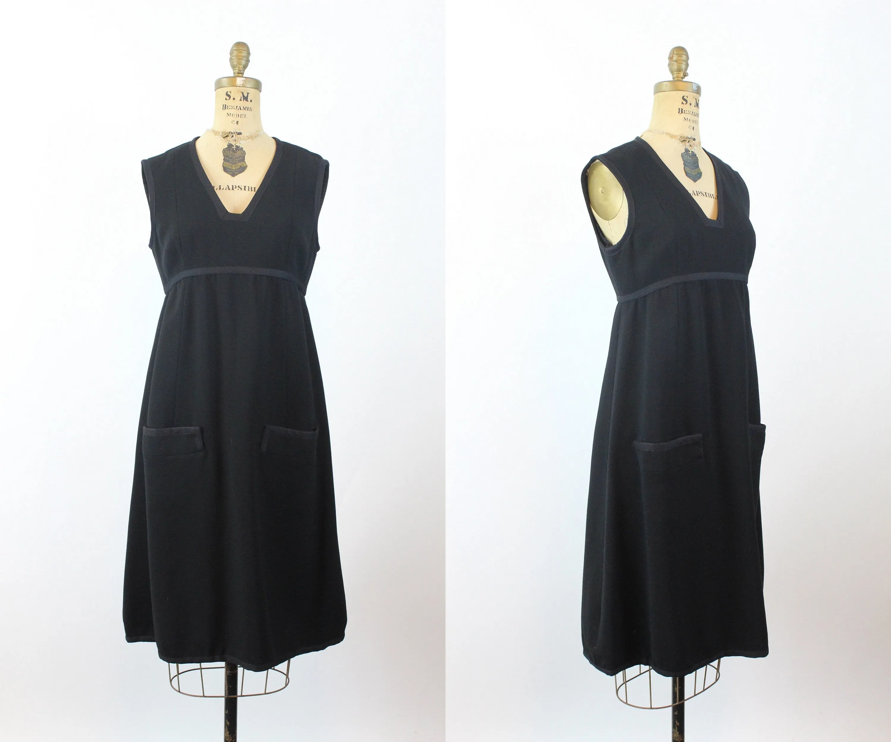 1960s GEOFFREY BEENE empire wool babydoll dress small | new winter