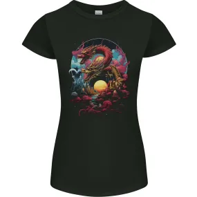 2 Sunset Fantasy Dragons Womens Petite Cut T-Shirt