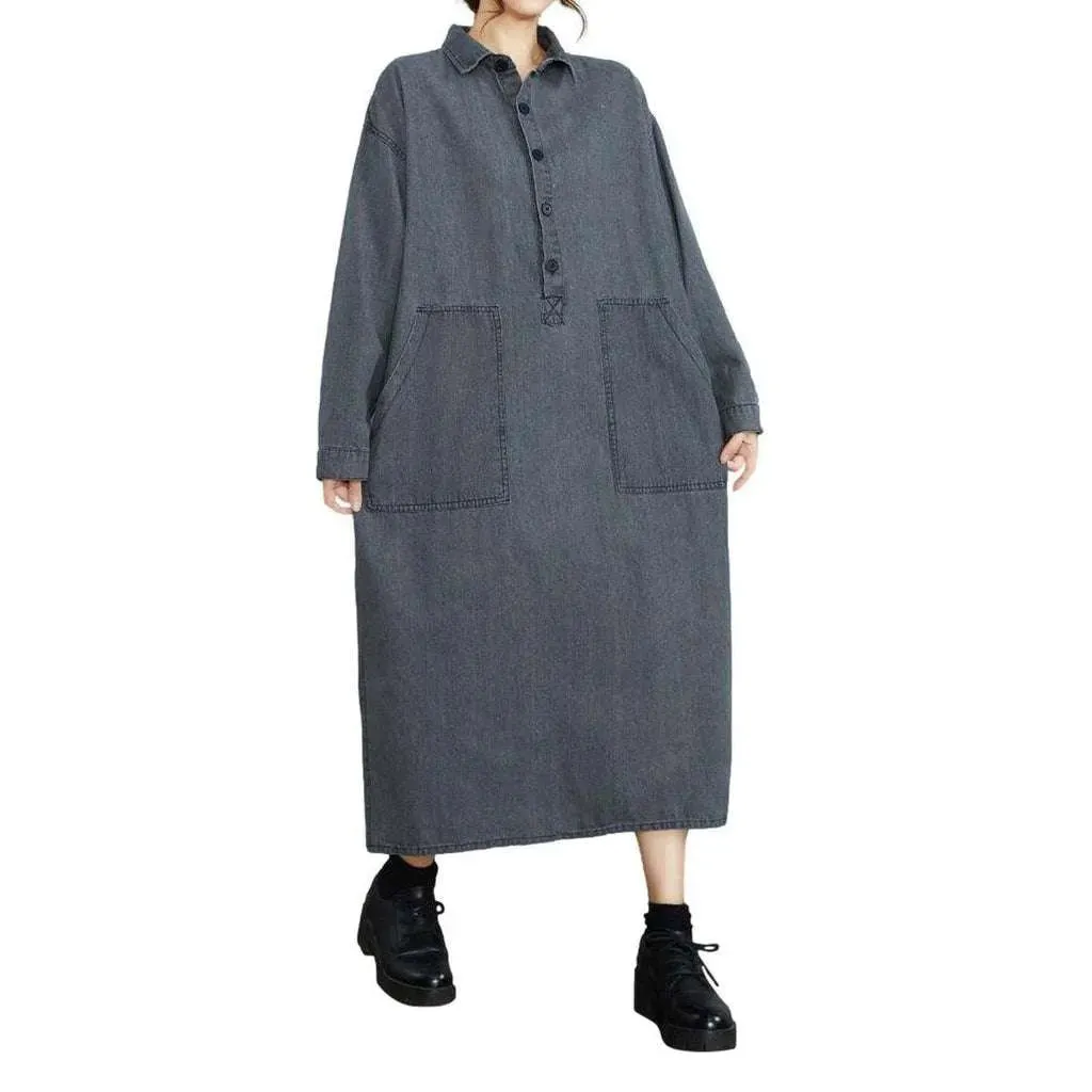 90s stonewashed caftan jean dress