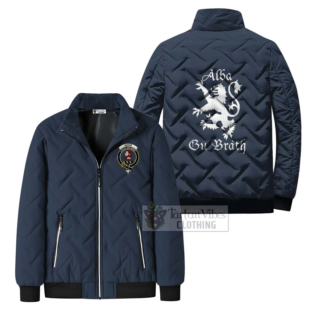 Adair Family Crest Padded Cotton Jacket Lion Rampant Alba Gu Brath Style