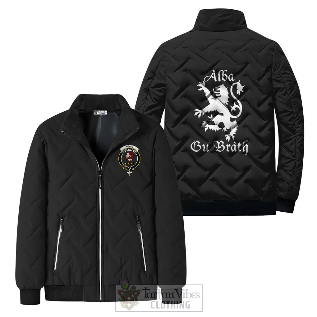 Adair Family Crest Padded Cotton Jacket Lion Rampant Alba Gu Brath Style