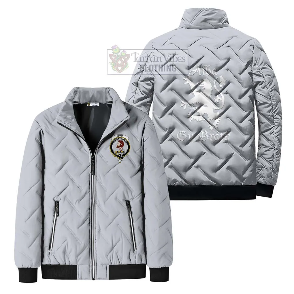 Adair Family Crest Padded Cotton Jacket Lion Rampant Alba Gu Brath Style