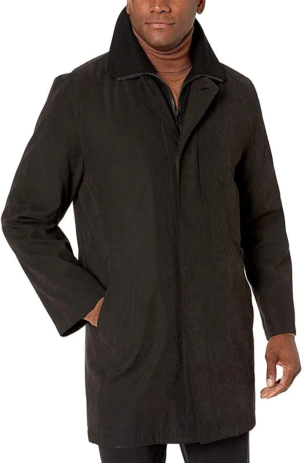 Adam Baker Men's Single Breasted Jacket 3/4 Length All Year Round Raincoat with Removable Liner