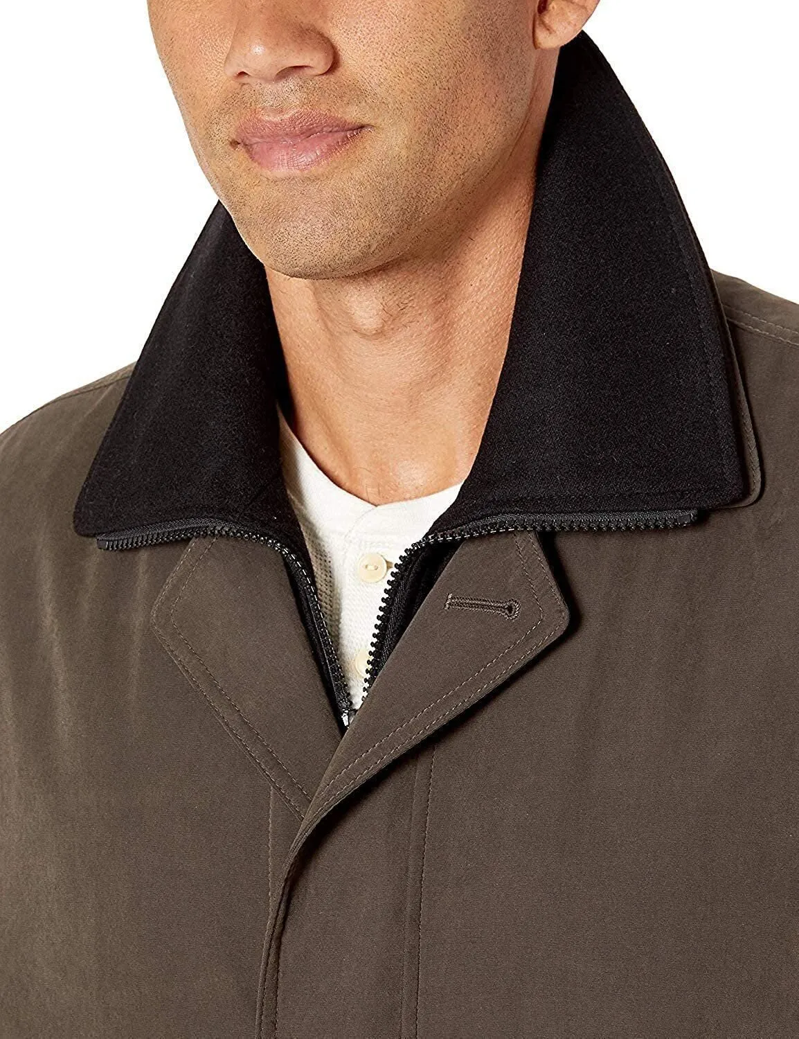 Adam Baker Men's Single Breasted Jacket 3/4 Length All Year Round Raincoat with Removable Liner