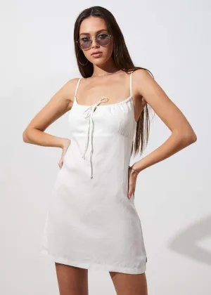 Afends Womens Laney - Hemp Babydoll Dress - White