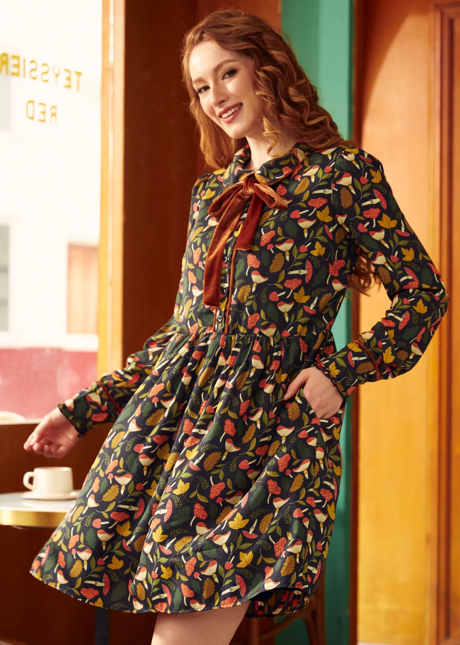 Afternoon Tea Time  Drop Waist Shirt Dress