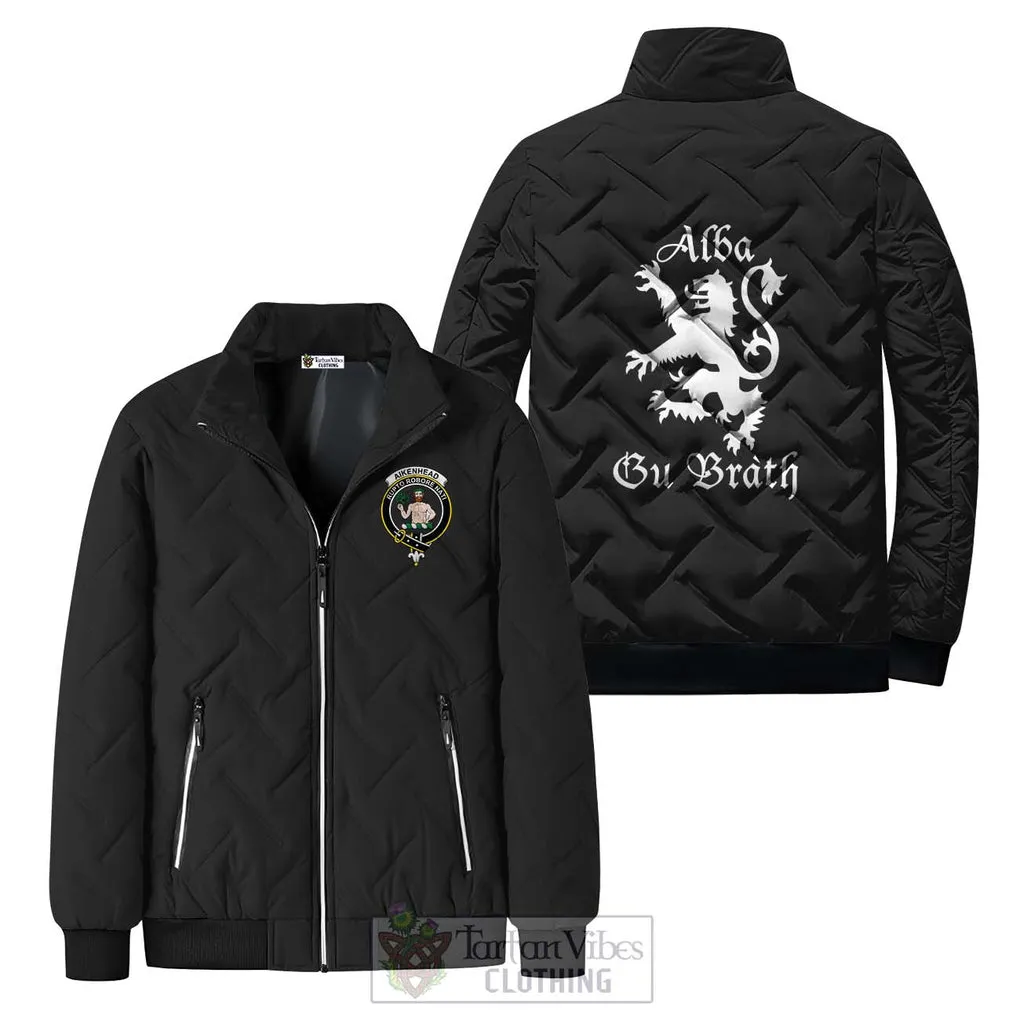 Aikenhead Family Crest Padded Cotton Jacket Lion Rampant Alba Gu Brath Style