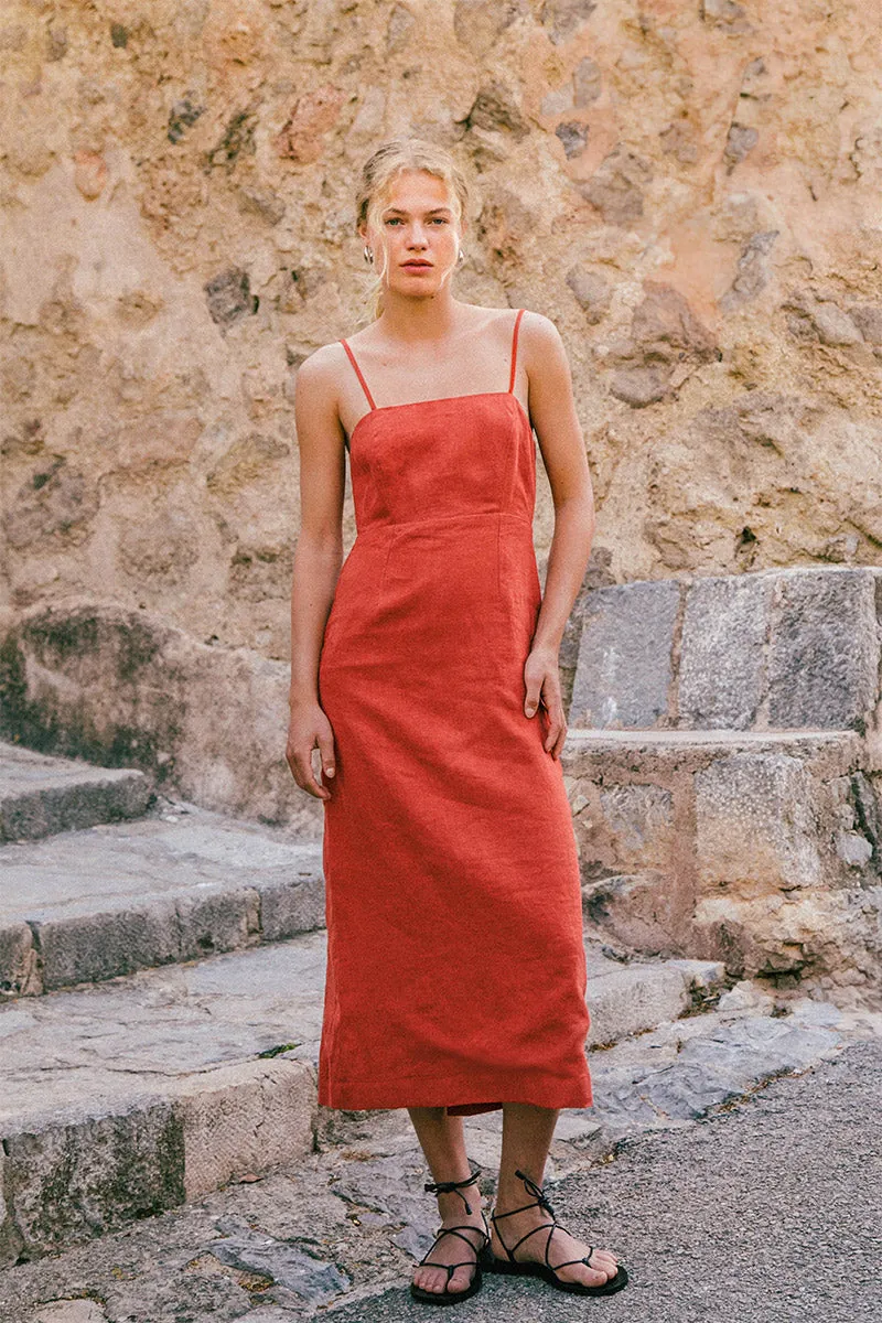 ALLURE Midi Dress - red linen