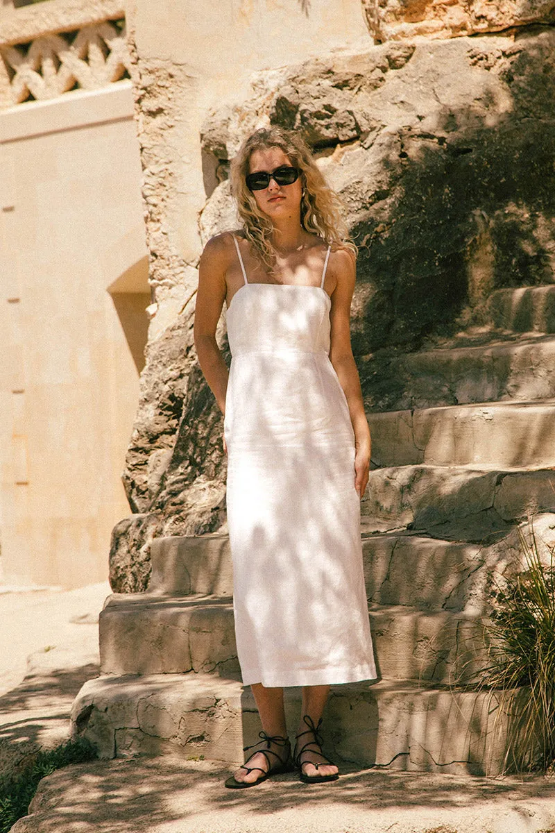 ALLURE Midi Dress - soft white linen