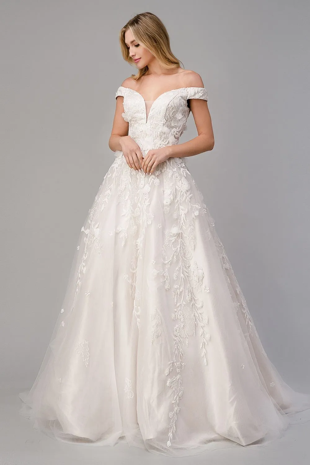 Andrea & Leo Couture PEONY Dress A1027 Long off Shoulder Ballgown Wedding Dress Bridal Gown