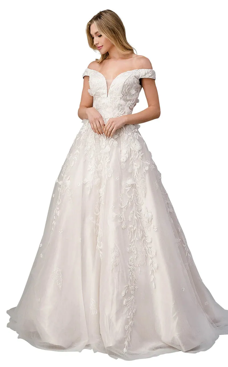 Andrea & Leo Couture PEONY Dress A1027 Long off Shoulder Ballgown Wedding Dress Bridal Gown