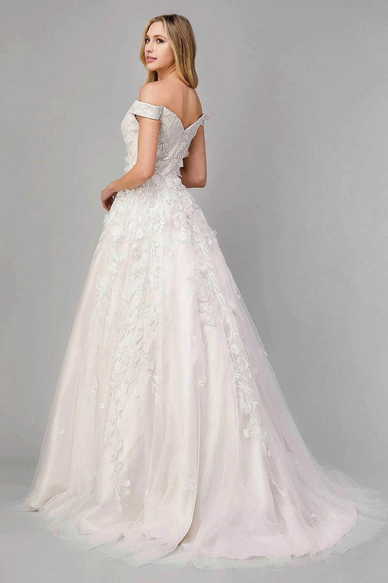 Andrea & Leo Couture PEONY Dress A1027 Long off Shoulder Ballgown Wedding Dress Bridal Gown