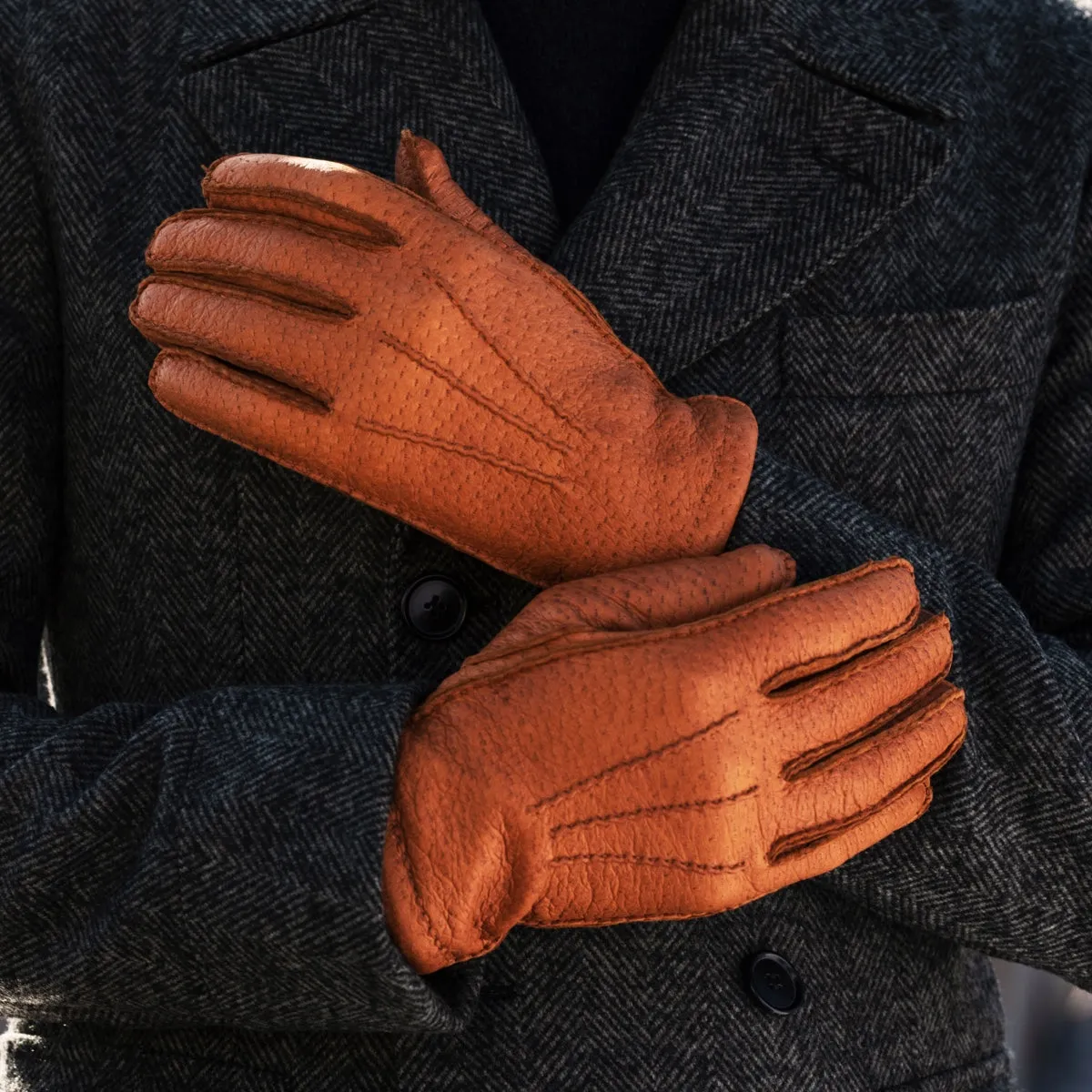 Antonio (brown) – Luxurious Italian peccary leather gloves with cashmere lining