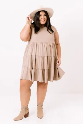 Apple Spiced Wishes Babydoll Dress In Taupe   Curves