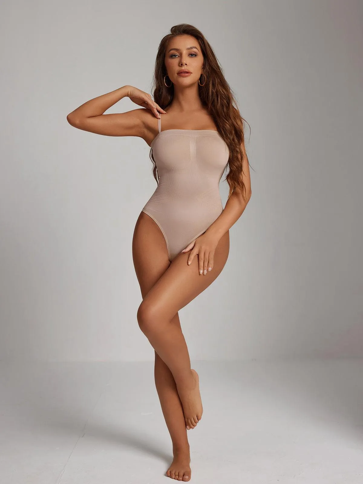 Artie Removable Straps Thong Bodysuit In Nude