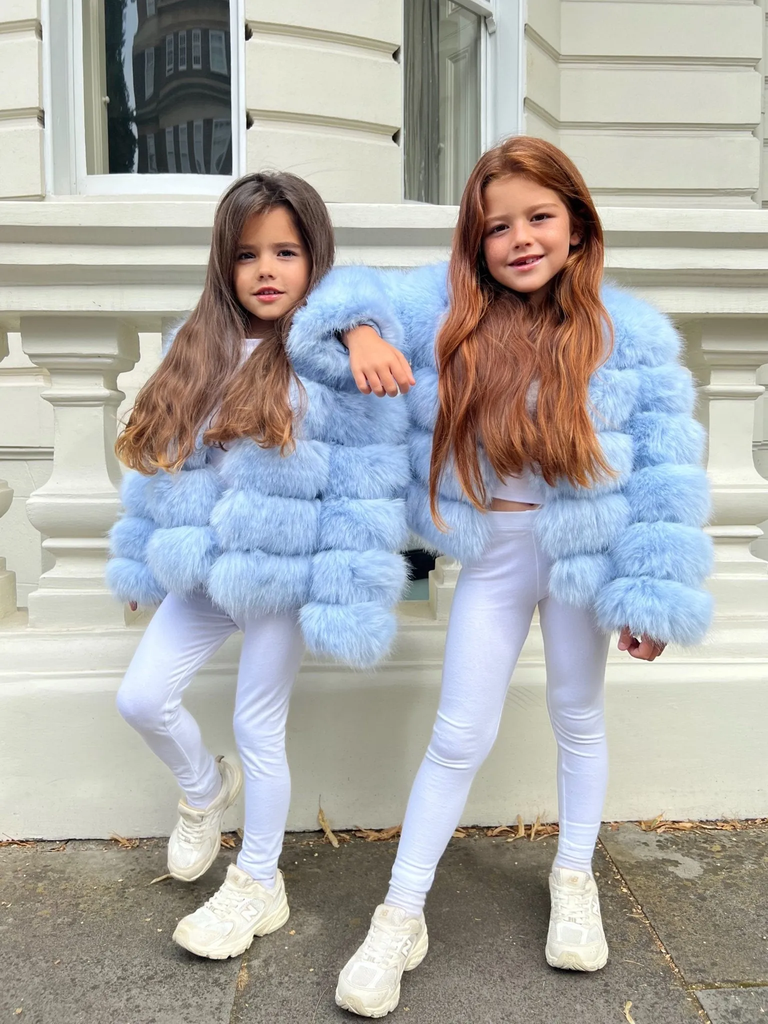 Baby Blue Childrens Faux Fur Coat