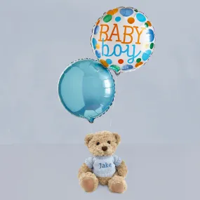 Baby Boy Balloons with Personalised Bertie Gift