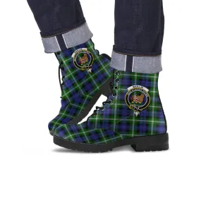 Baillie (Bailey) Tartan Leather Boots with Family Crest