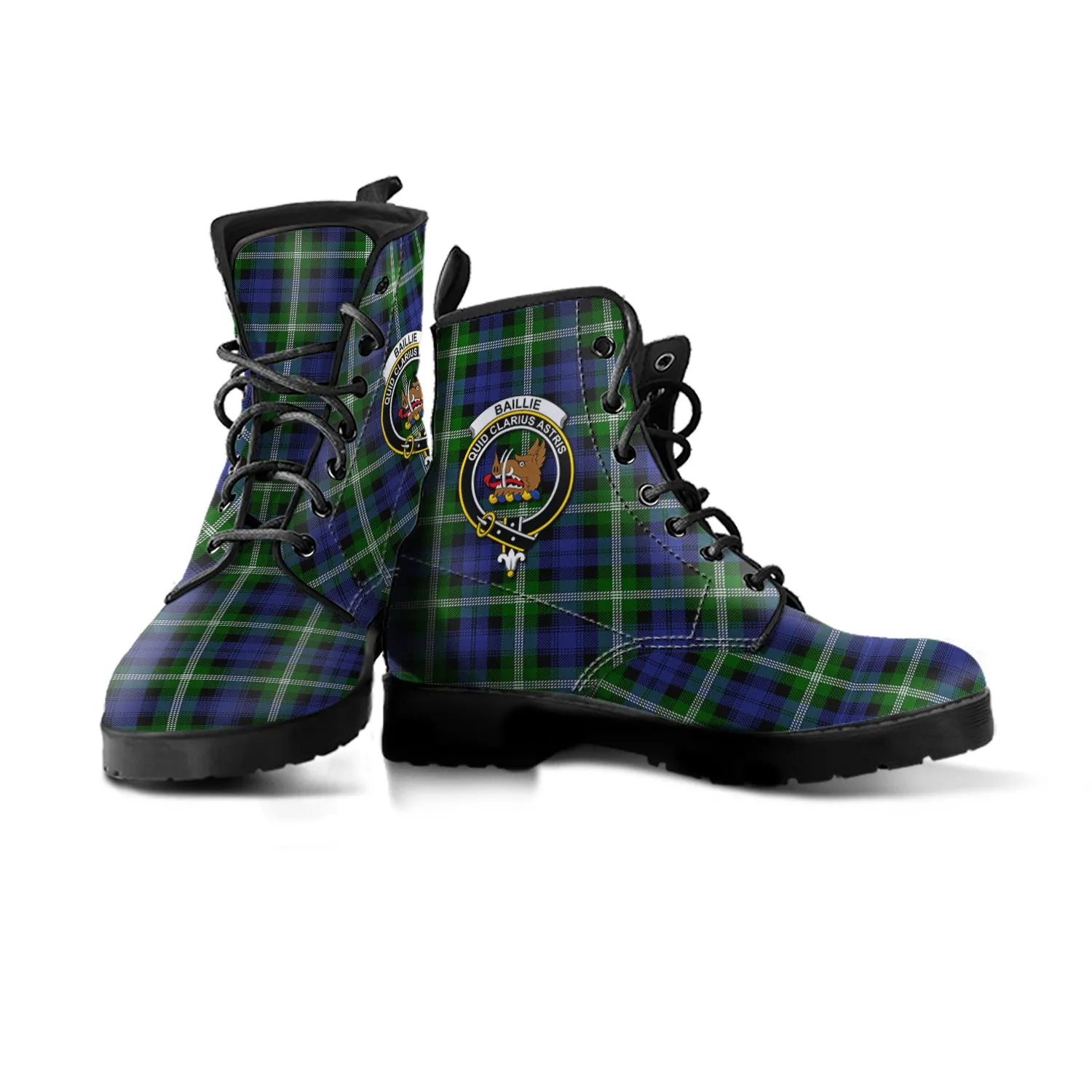 Baillie (Bailey) Tartan Leather Boots with Family Crest