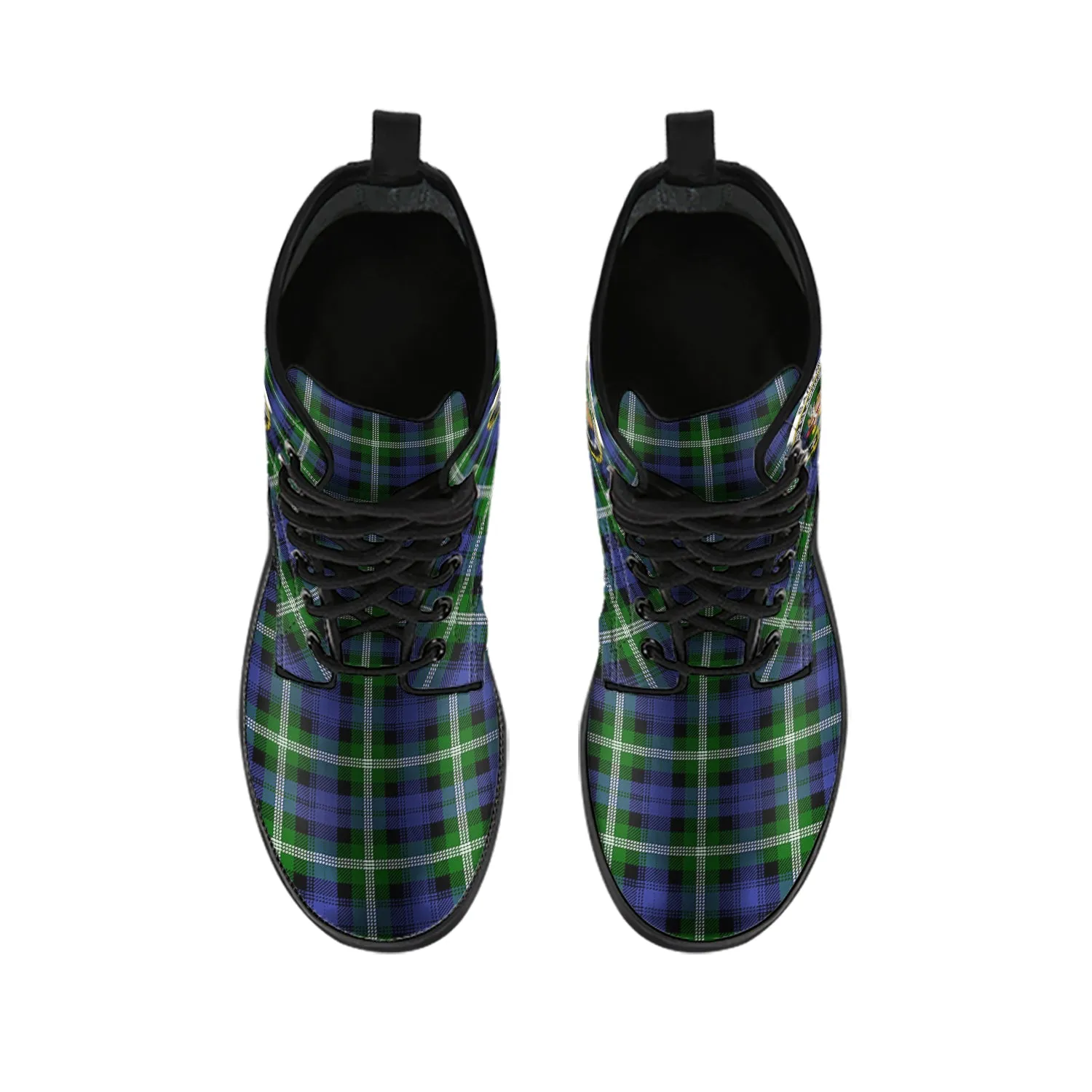 Baillie (Bailey) Tartan Leather Boots with Family Crest