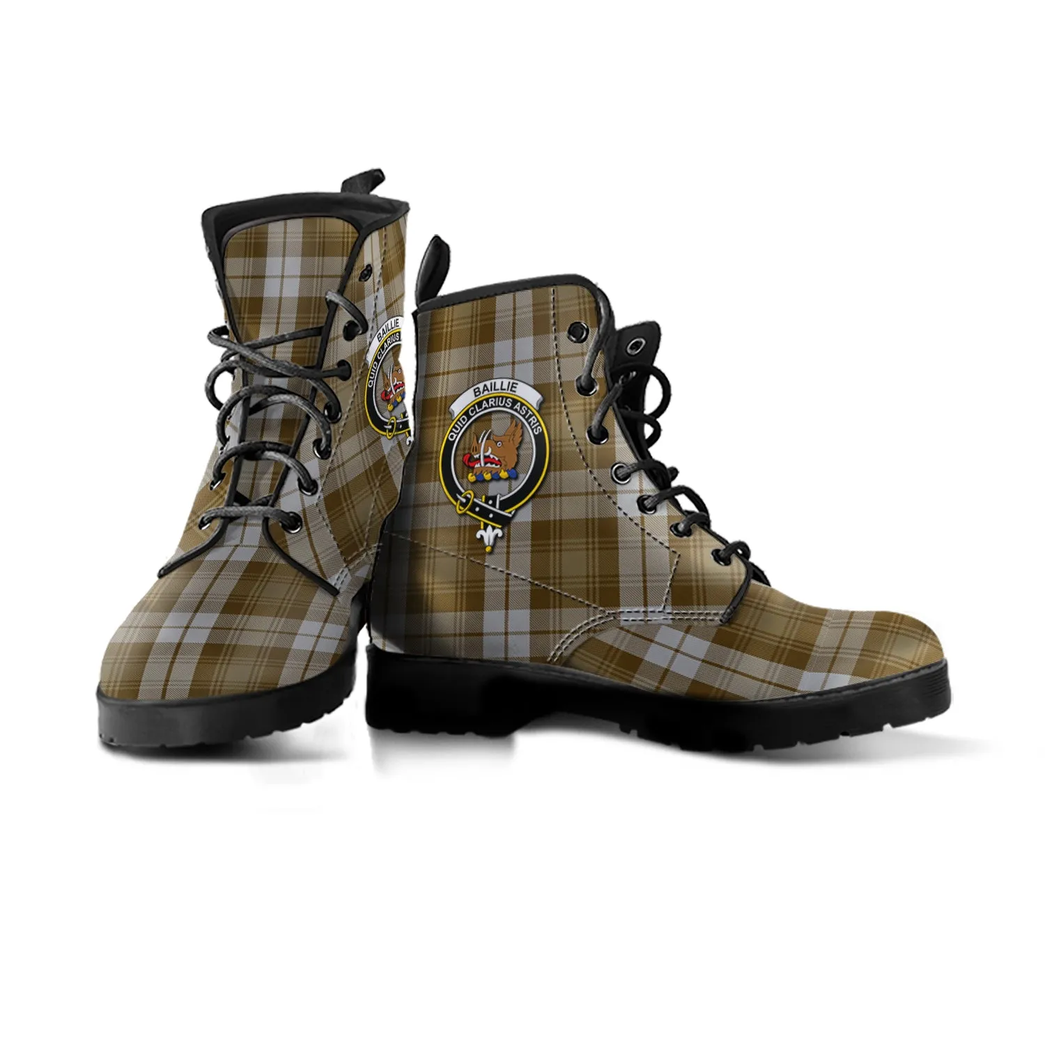 Baillie Dress Tartan Leather Boots with Family Crest