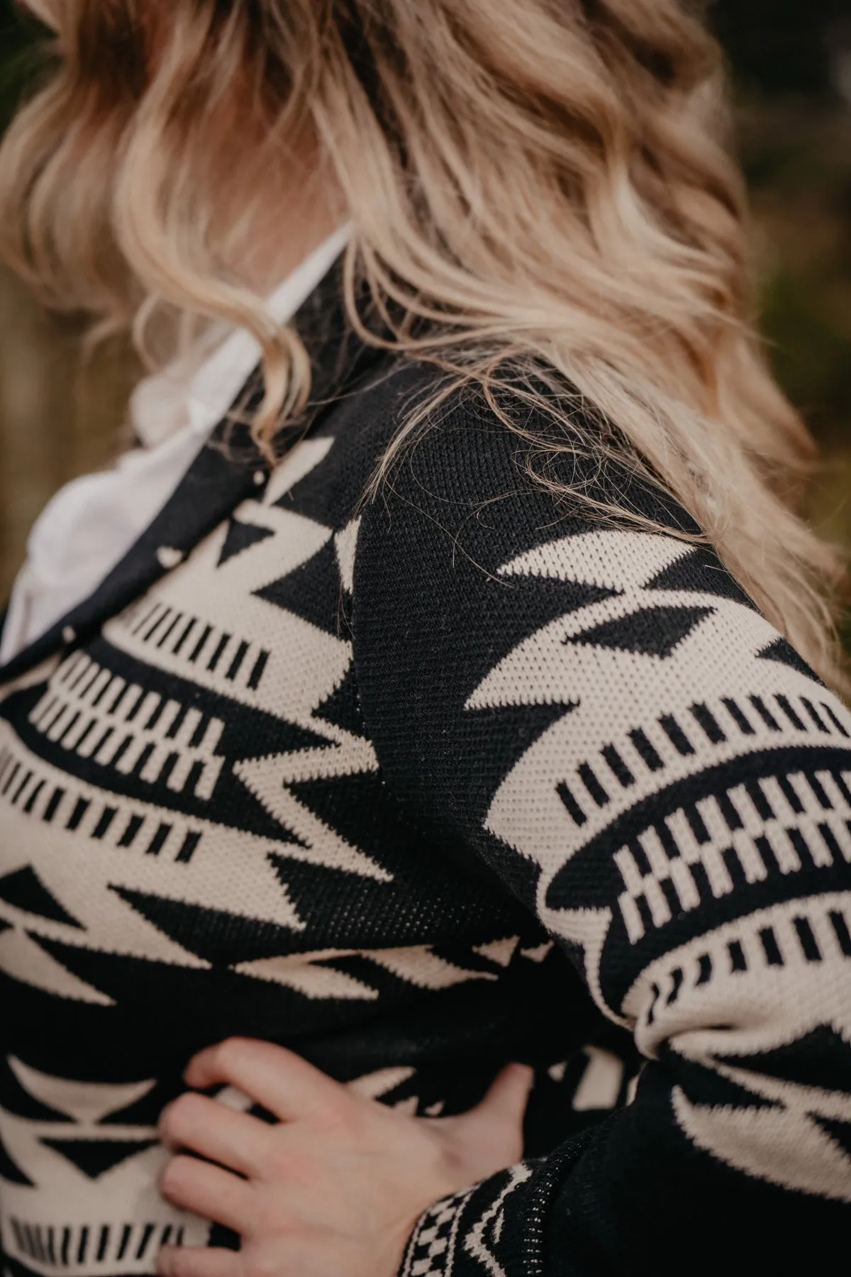 'Bandera' Black and Ivory Aztec Cardigan (S-XXL)