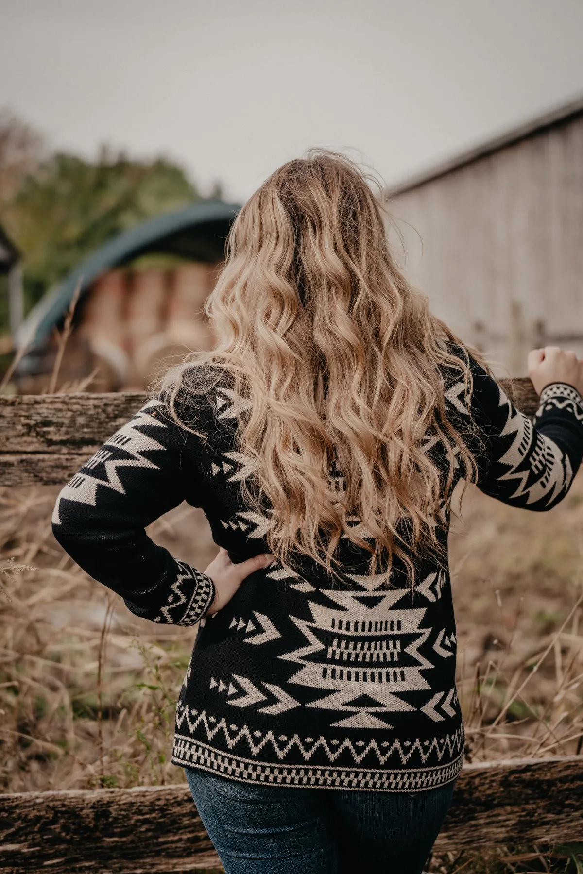 'Bandera' Black and Ivory Aztec Cardigan (S-XXL)