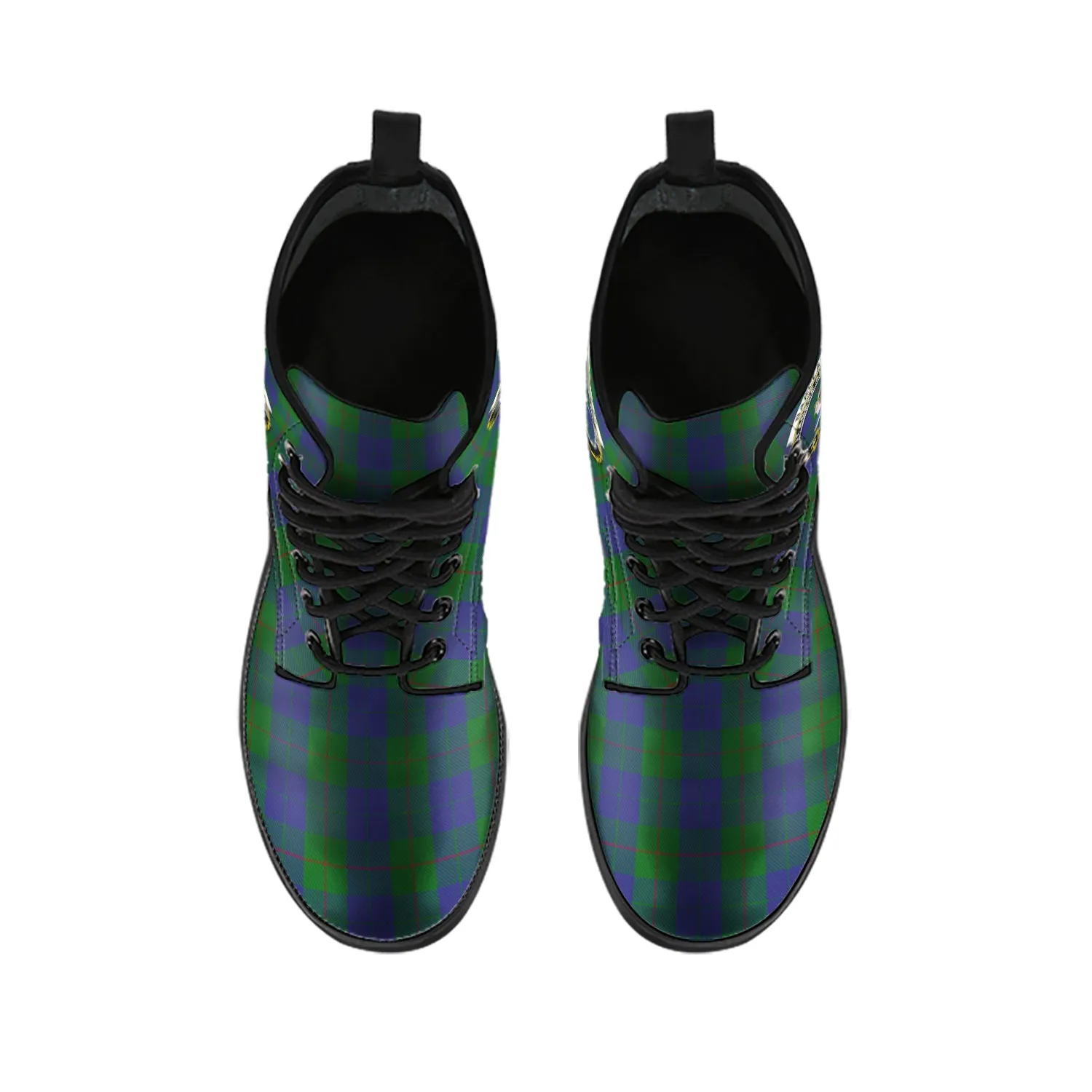 Barclay Tartan Leather Boots with Family Crest