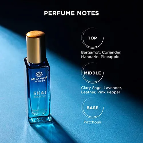 Bella Vita Luxury Skai Aquatic & Date Women Perfume Combo with Bergamot, Pink Pepper|Fruity Long Lasting EDC, EDP Fragrance Scent Pack of 2, 20 Ml Each