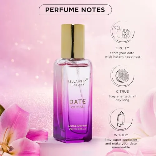 Bella Vita Luxury Skai Aquatic & Date Women Perfume Combo with Bergamot, Pink Pepper|Fruity Long Lasting EDC, EDP Fragrance Scent Pack of 2, 20 Ml Each