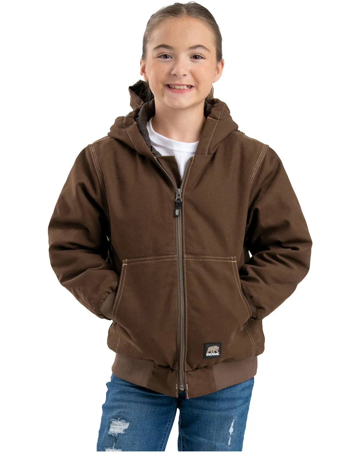 Berne Youth Highland Softstone Duck Hooded Jacket