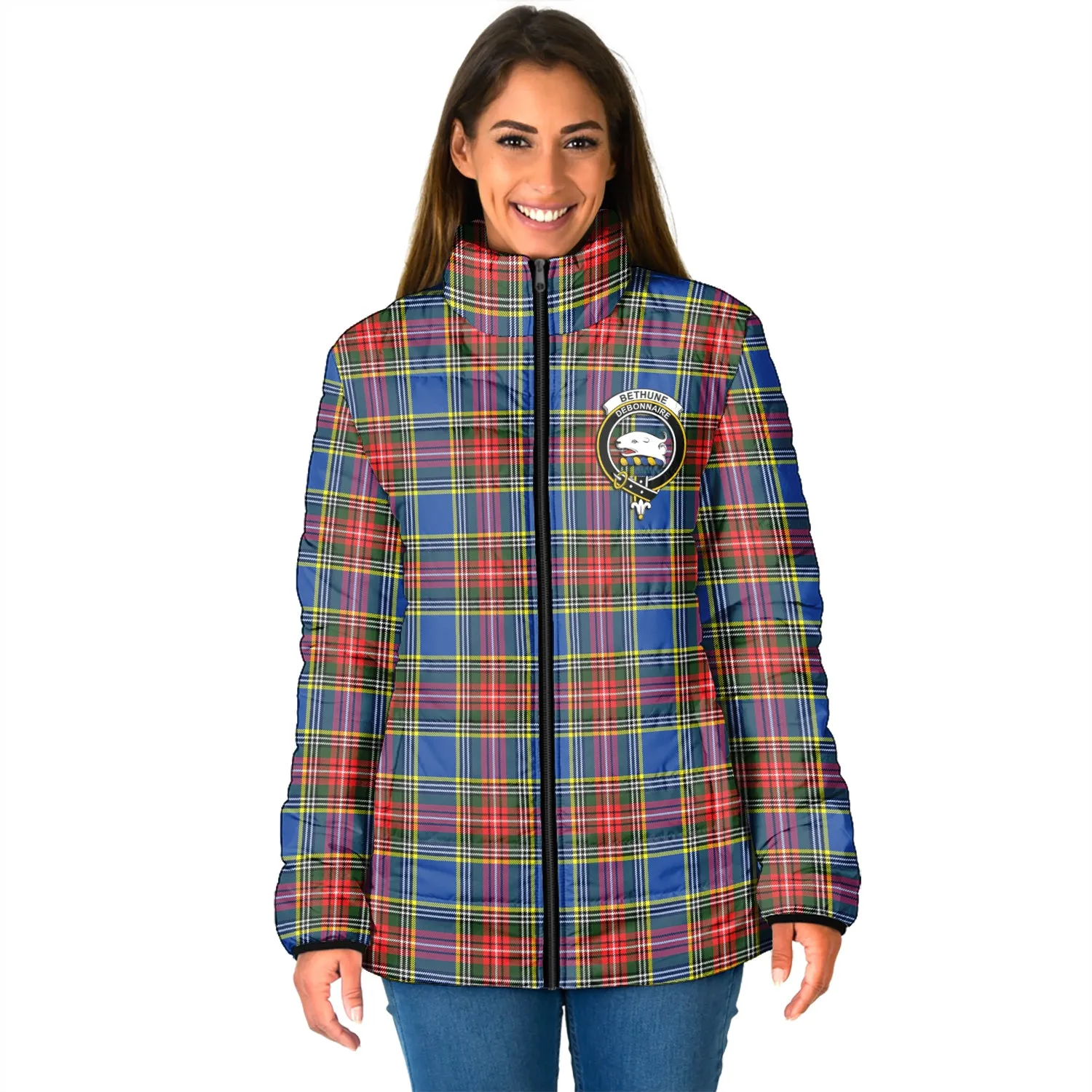 Bethune Tartan Padded Jacket with Family Crest