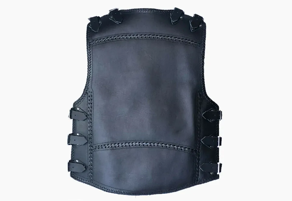 BGA 3-4 mm Heavy Duty Motorcycle Leather Vest Black