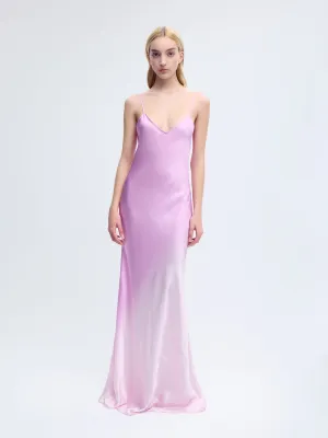 Bias Silk Slip Gown in Fuchsia Degrade