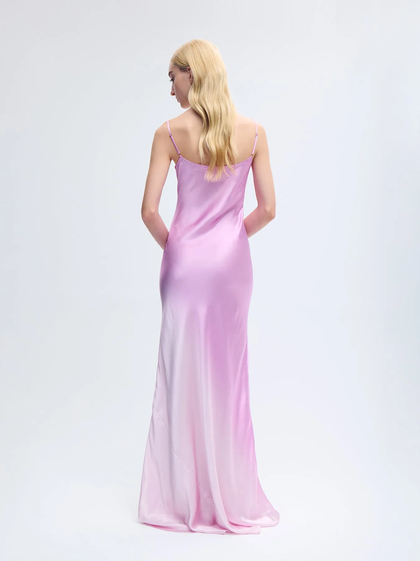 Bias Silk Slip Gown in Fuchsia Degrade