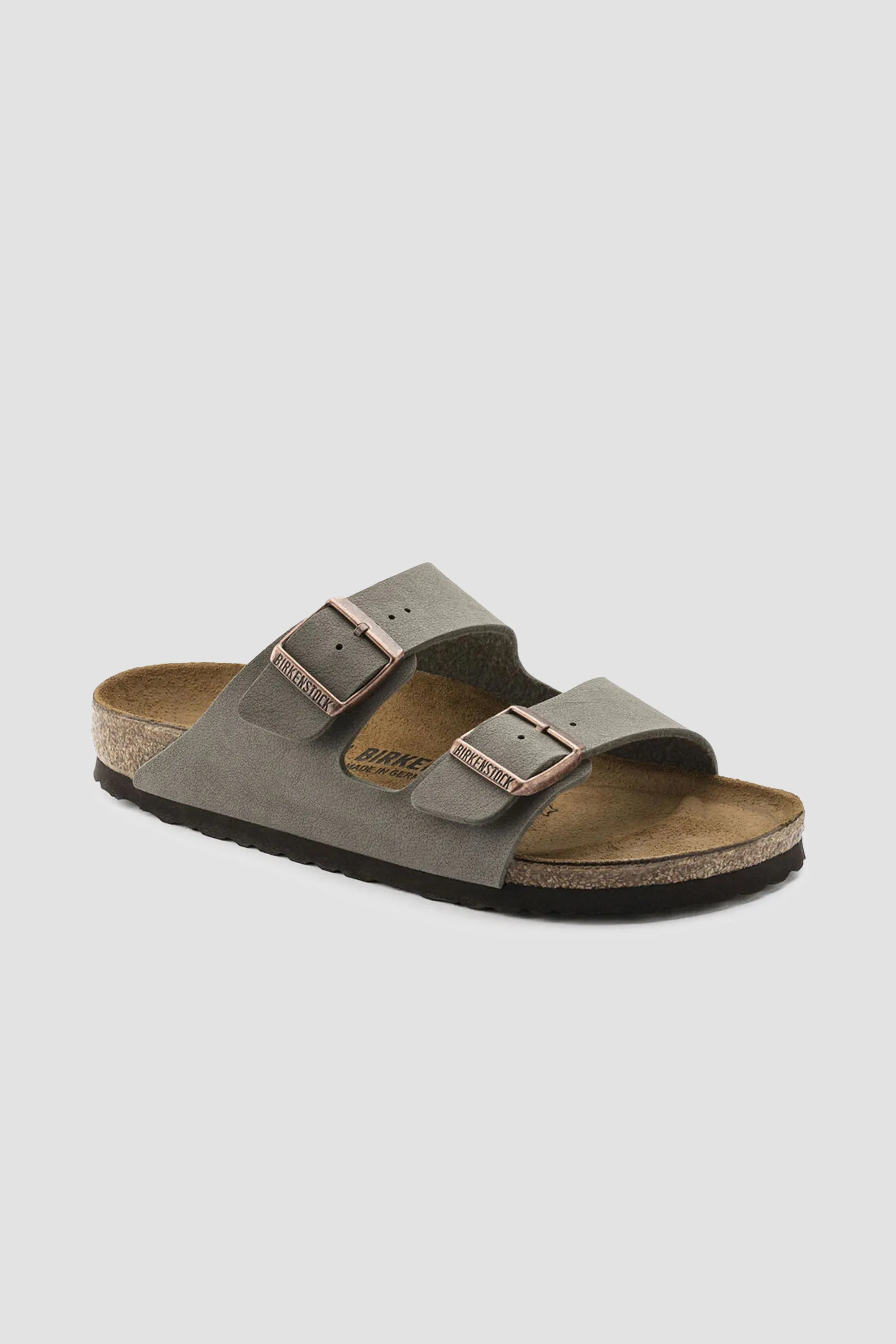 Birkenstock Unisex Arizona Birko Flor Birkibuc in Stone