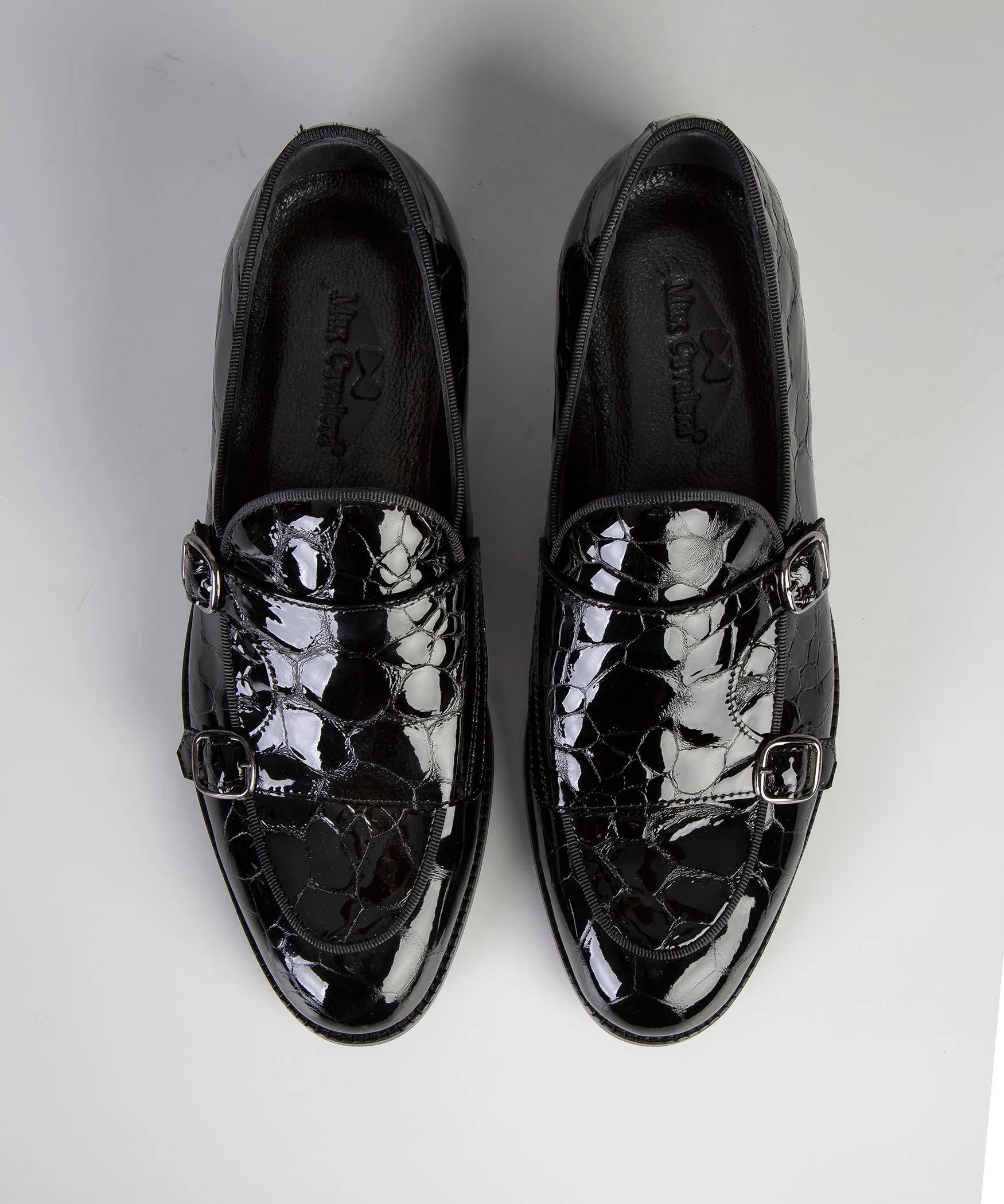 Black Crocodile Print Shoes for Men