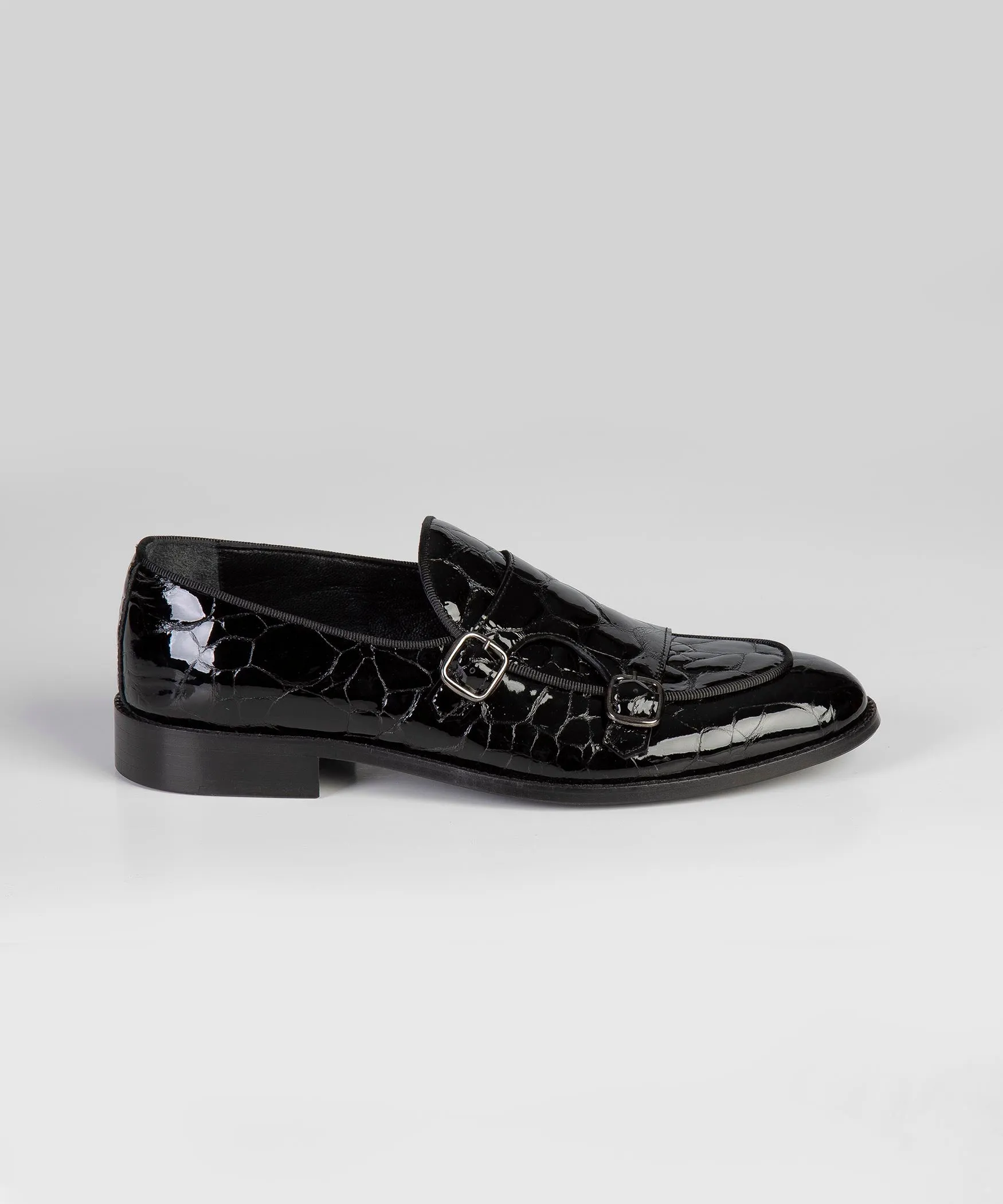 Black Crocodile Print Shoes for Men