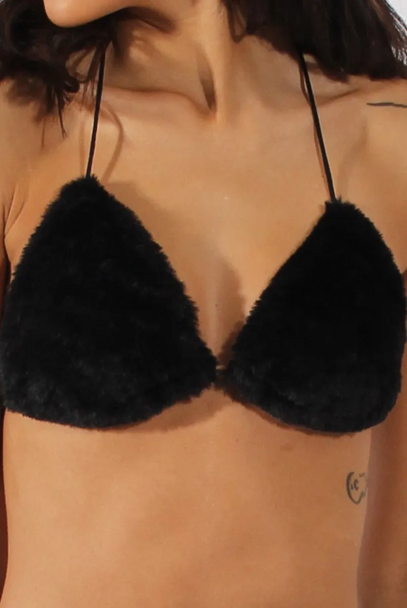 Black Faux Fur Bralet - Immi