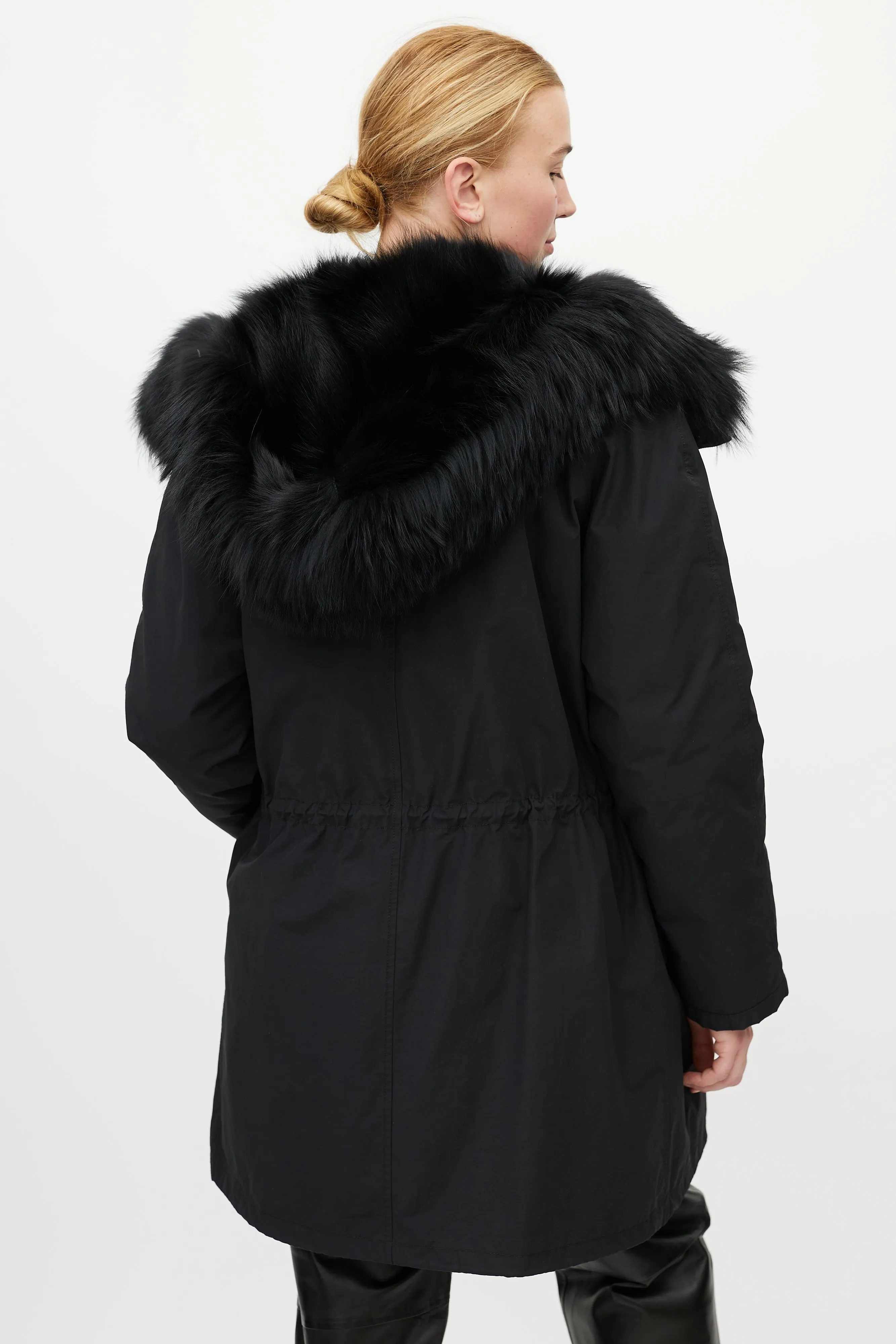 Black Fur Down Coat