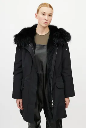 Black Fur Down Coat