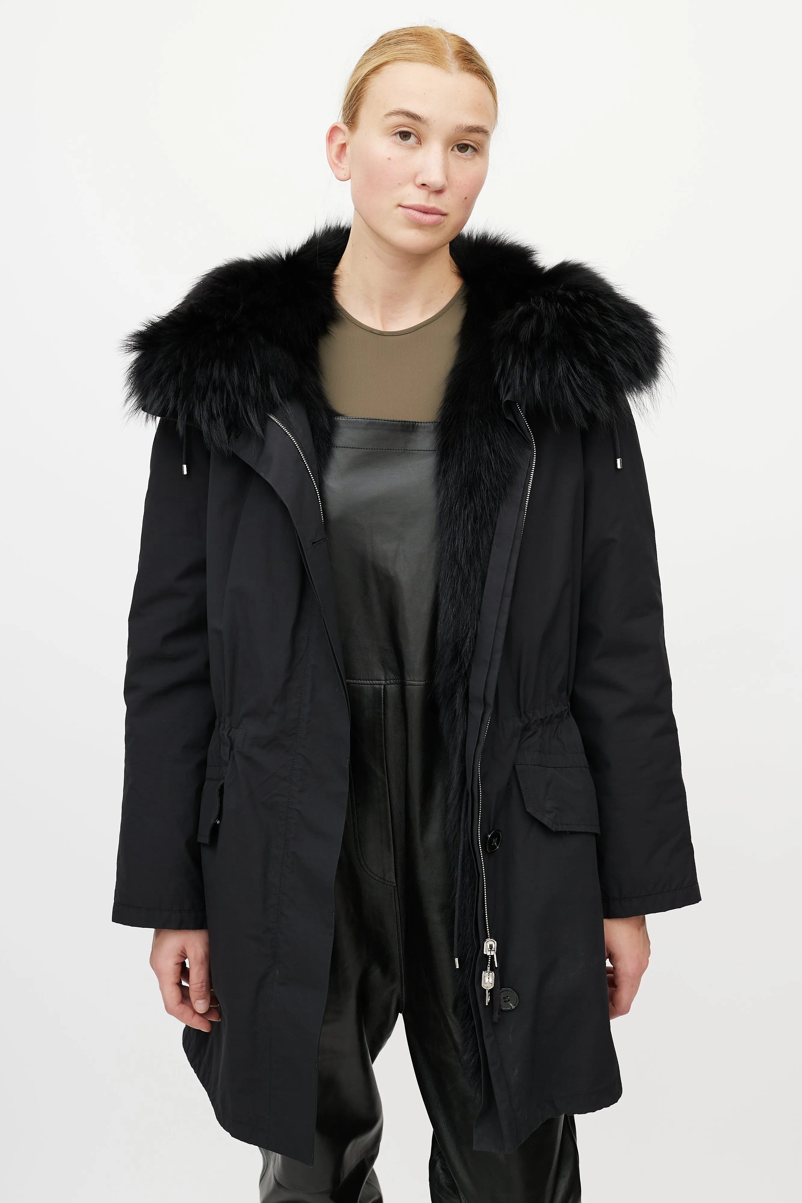 Black Fur Down Coat