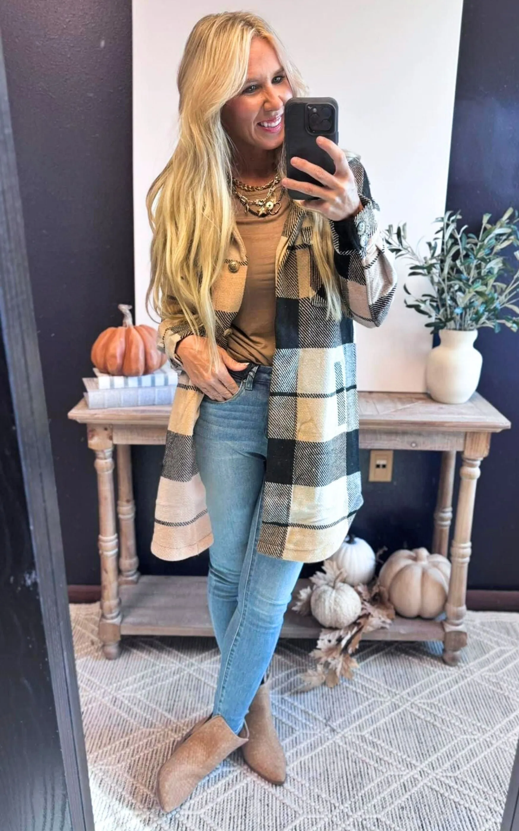 Black/Yellow Plaid Long Shacket