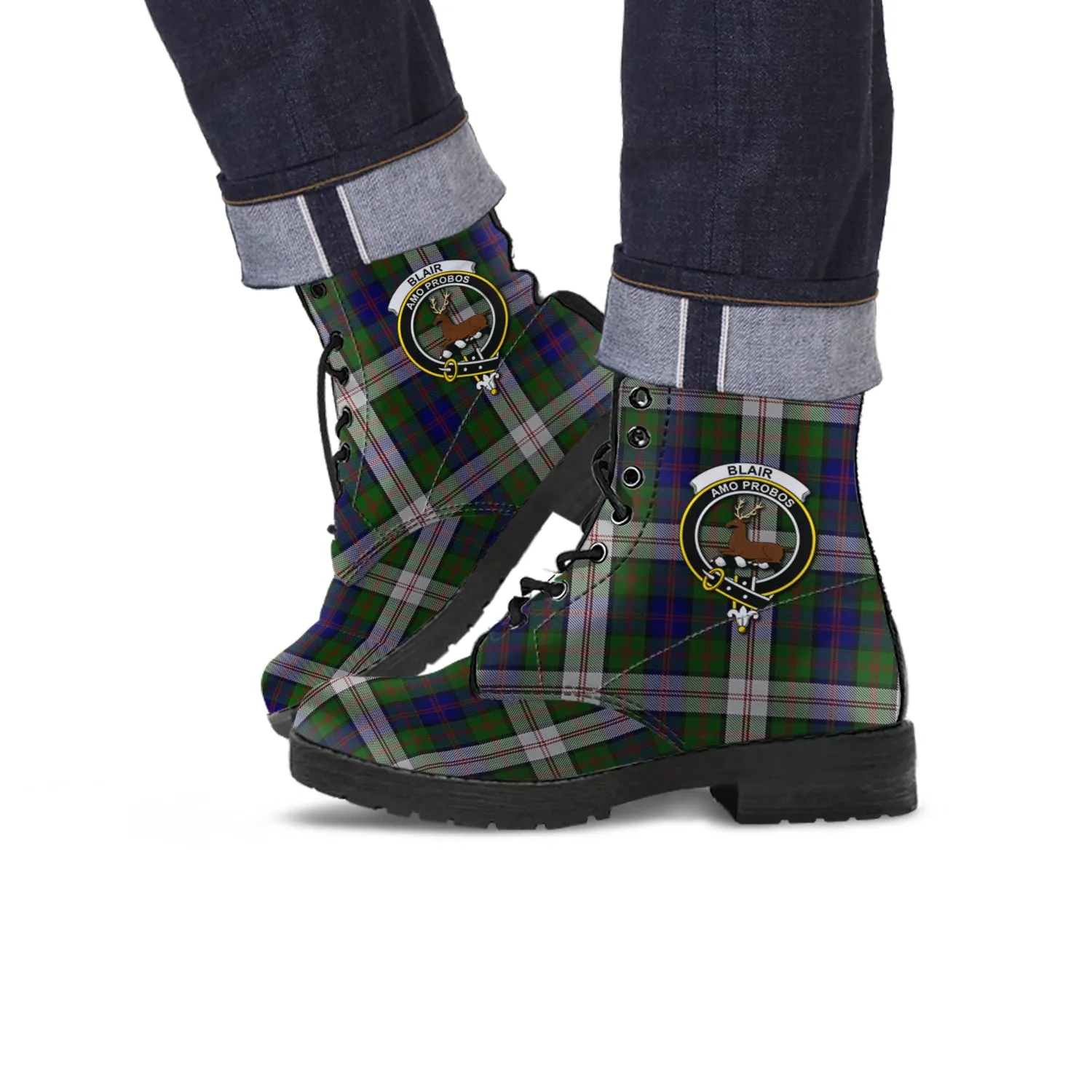 Blair Dress Tartan Leather Boots with Family Crest