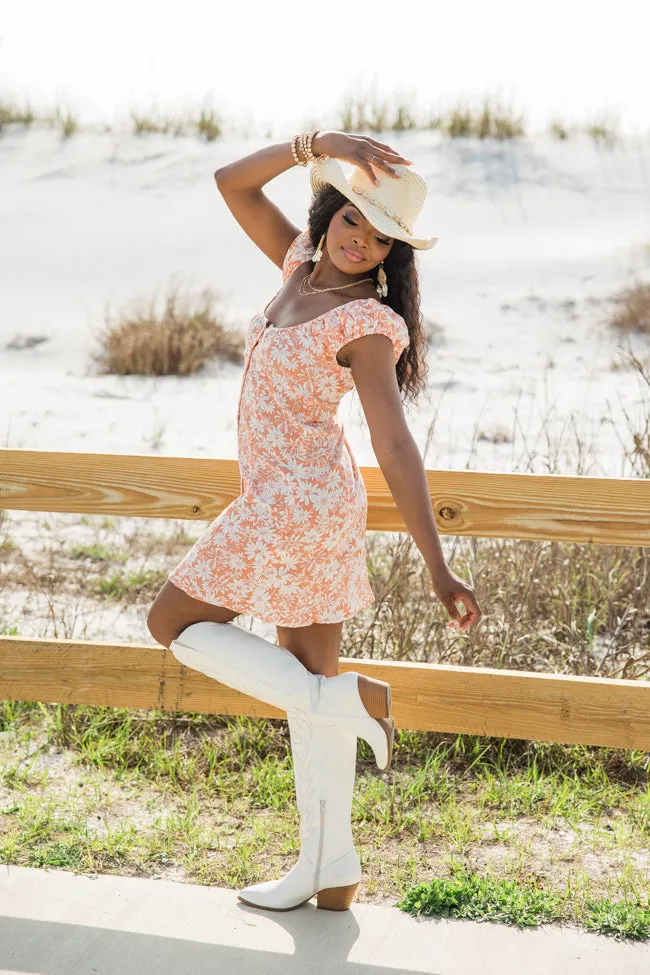 Blossoms Of Belief Apricot Floral Babydoll Dress