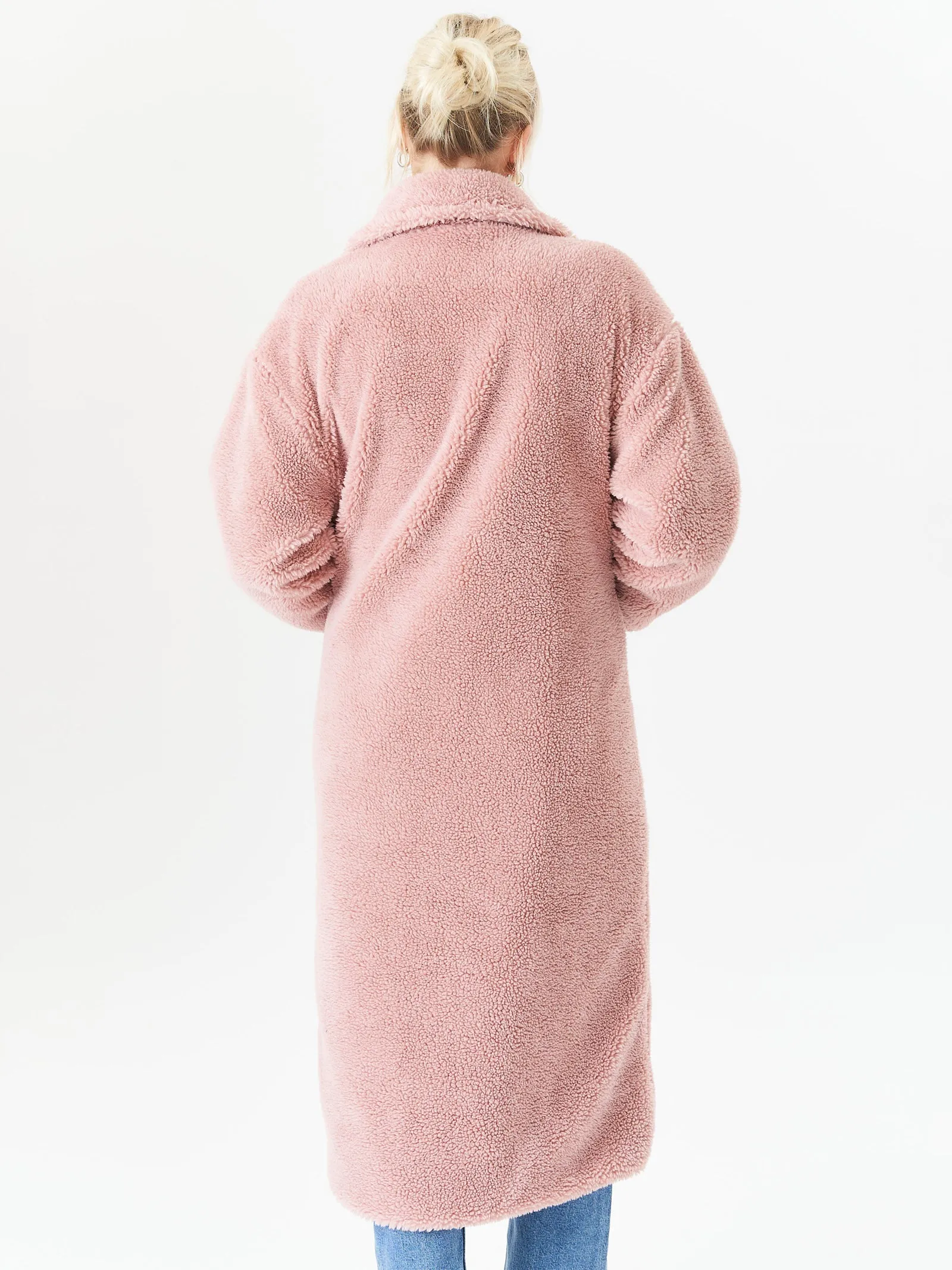 Blush Longline Teddy Coat