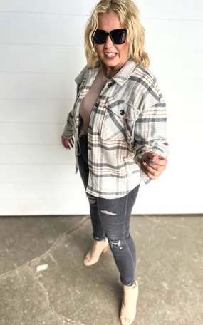 Bonfire & Chill Plaid Shacket (Grey) | FINAL SALE