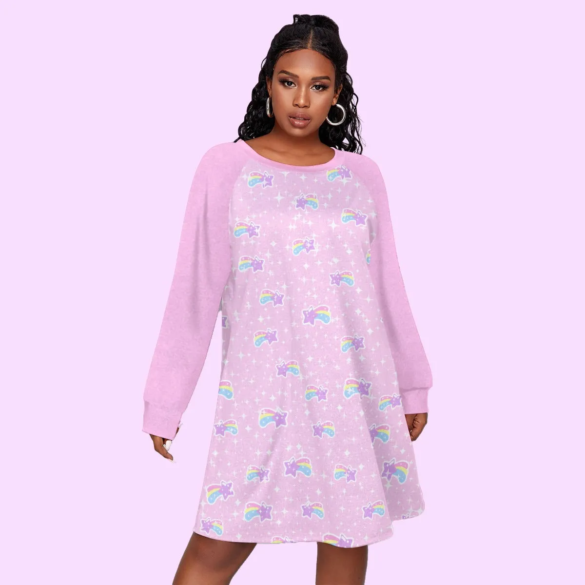 Bubblegum Bunny Shooting Stars Women's Raglan Sleeve Dress