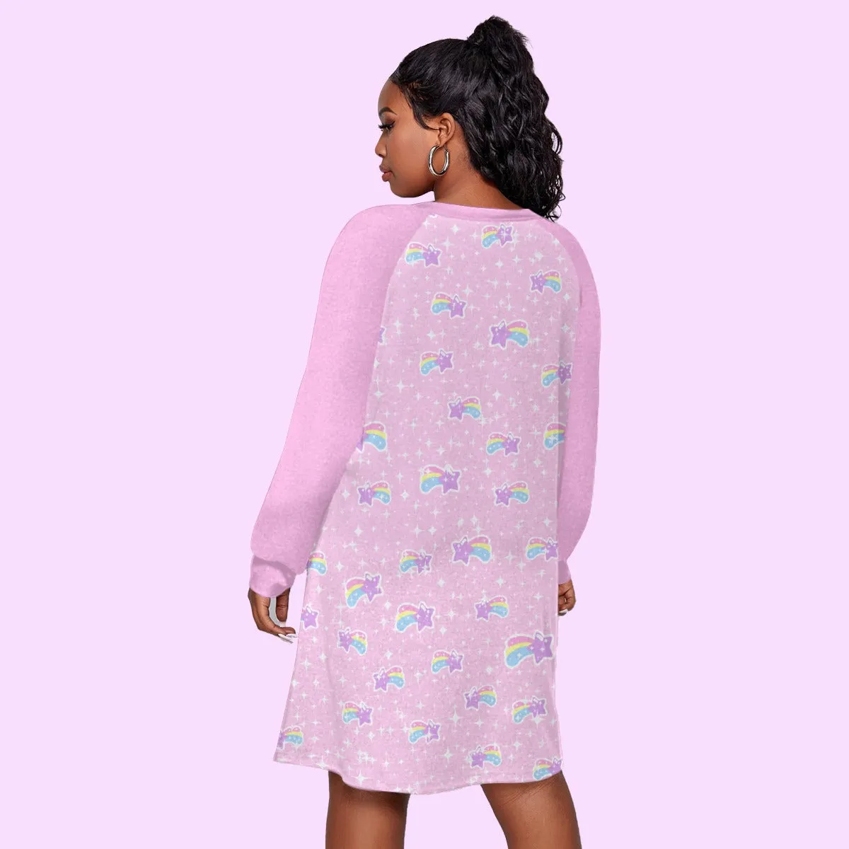 Bubblegum Bunny Shooting Stars Women's Raglan Sleeve Dress