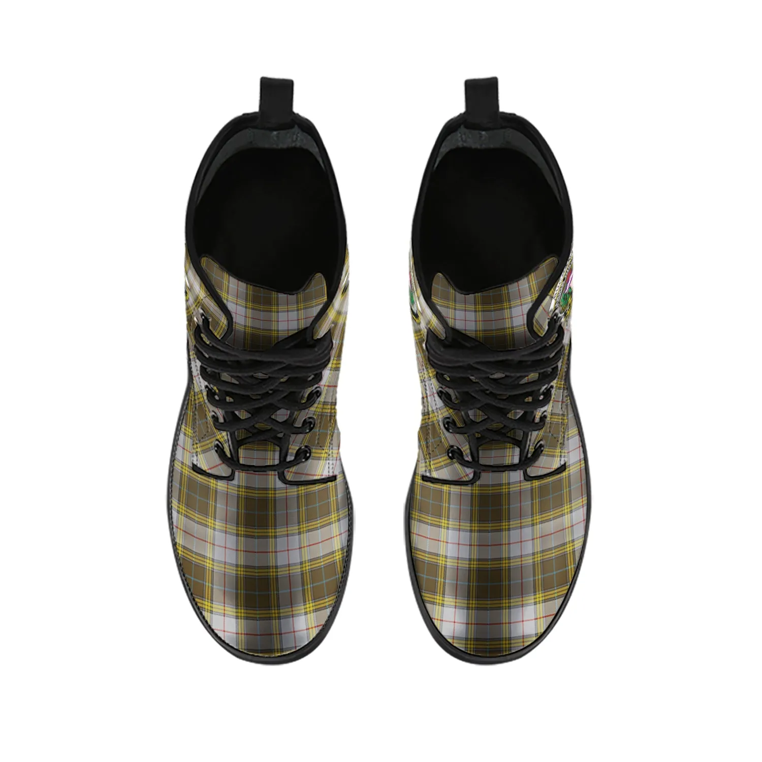 Buchanan Dress Tartan Leather Boots with Family Crest